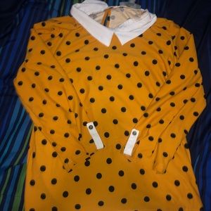 Yellow and Black Polka dot Blouse